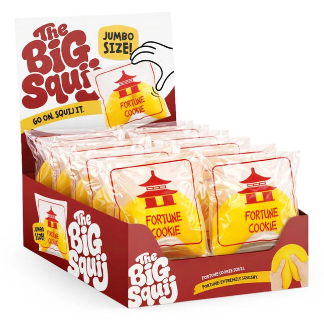 The Big Squij Fortune Cookie squishy fidget toy display box