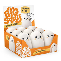 The Big Squij Ghost Slow-Rise Squishy Toy display with white ghost-shaped squishies