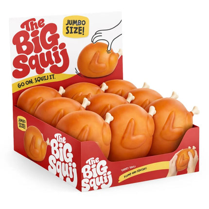 The Big Squij Turkey Slow-Rise Squishy Toy in orange turkey display packaging