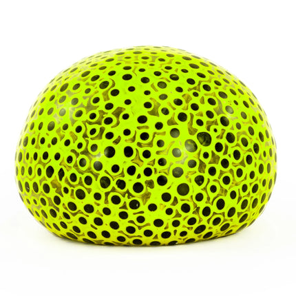Beadz Alive Giant Ball sensory fidget toy in bright yellow with black patterns for tactile stimulation and stress relief