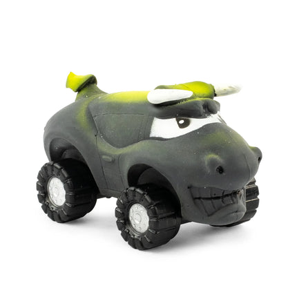 Stretch Wheels sensory toy in shape of a smiling bull with black wheels, designed for fidget and squishy play.