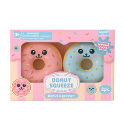 Sprinkle Squeeze Donut soft sensory fidget toys shaped like colorful donuts with cute faces for calming play.