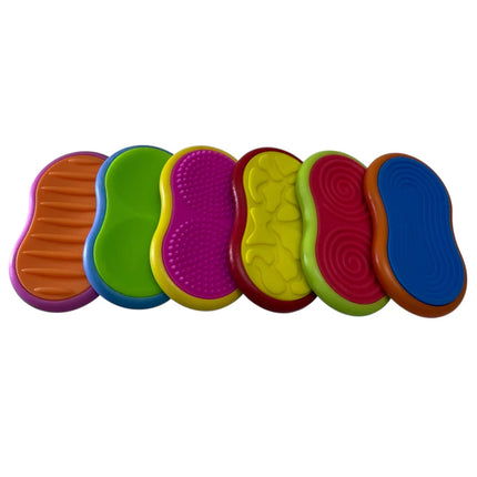Mag Sliders - Six Interchangeable Magnetic Textured Pad Fidgets in bright colors with varied sensory surfaces for tactile play.