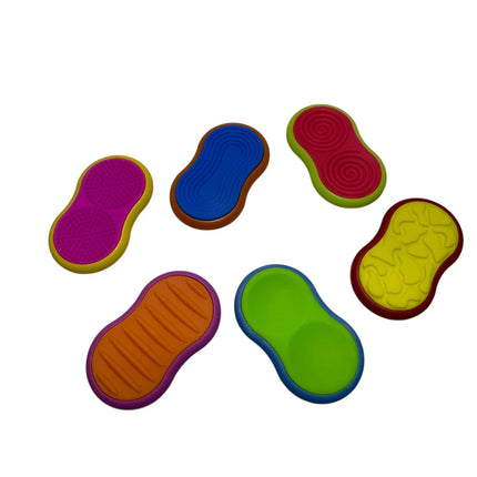 Mag Sliders - Six Interchangeable Magnetic Textured Pad Fidgets in varied colors for sensory and educational play.