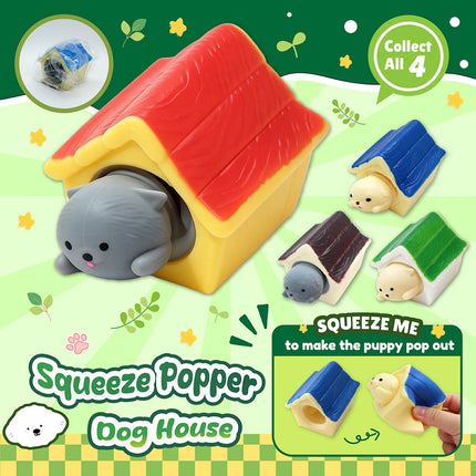 Squeeze Popper Dog House , Squishy Fidget Toys red and yellow sensory toy with puppy figure