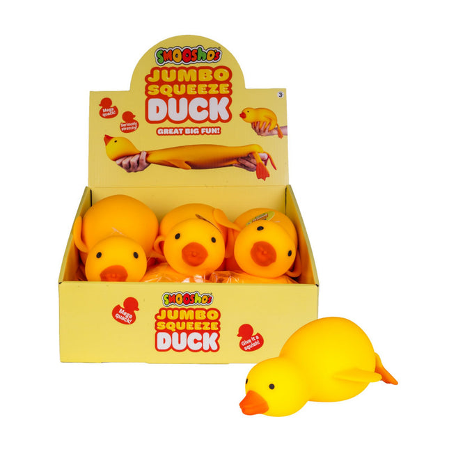 Duck Smooshos Jumbo Squeeze yellow duck squishy toy in display box