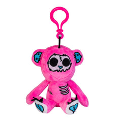 Gus Fink Pink Stitch Bear Keychain Plush with bright pink fabric and blue stitched details for sensory comfort and play