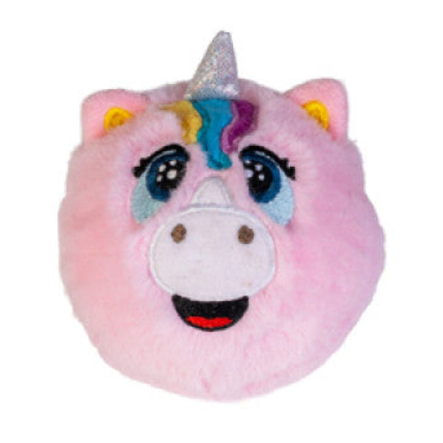 Best Mates Plush Bouncing Ball soft pink unicorn with colorful mane and smiling face, sensory toy for calming and play.