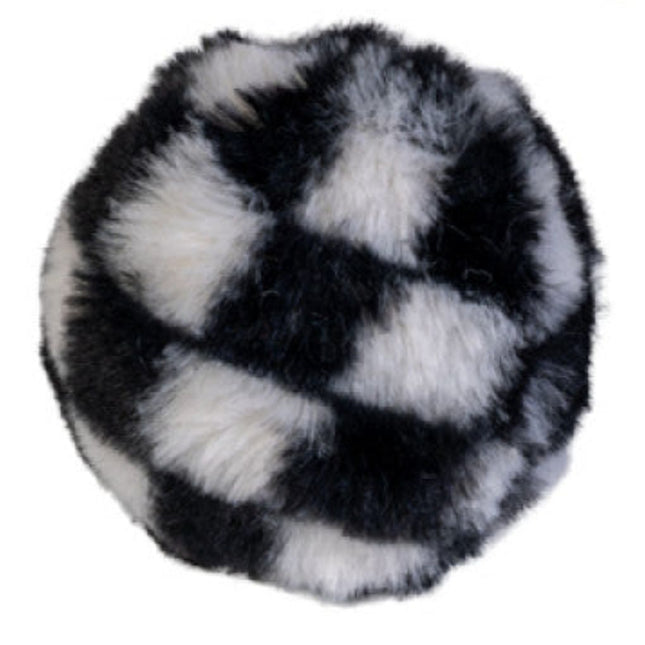 Pattern Plush Bouncing Ball with soft black and white checkered plush texture for sensory and calming play.