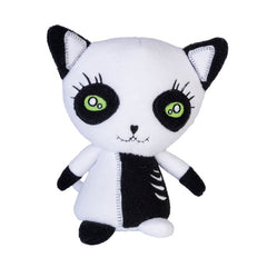 Zippy the Stitch Kitty Plush soft white and black sensory toy with embroidered green eyes, helping families thrive with tools to calm, connect and support