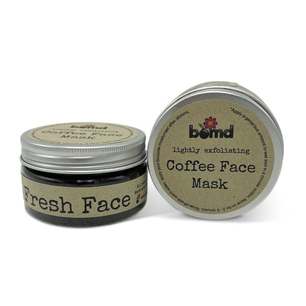 Fresh face Coffee Scrub Face Mask - Lightly Exfoliating Face Masque in a natural brown jar with silver lid.