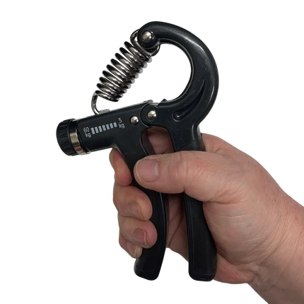 Hand gripping adjustable spring tool held in hand for 5 Piece Hand Grip Set by Kaiko - for Regulation and Improved Function