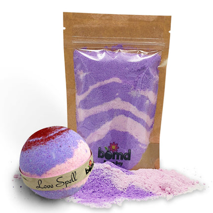 Love Spell Fizzy Bath Dust & Creamy Bubble Bath Bomb Set of 2 helping families thrive with tools to calm connect support