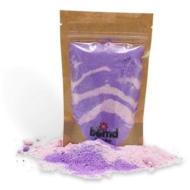 The Big Bubble Bath - Fizzy Dust and Bubble Bomb Set in purple and pink powders for sensory bath fun.