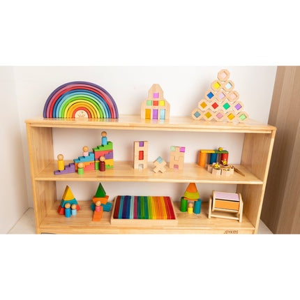 3 Tier Open-ended Toy Shelf -- Varnished Solid HardWood