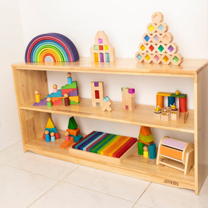 3 Tier Open-ended Toy Shelf -- Varnished Solid HardWood