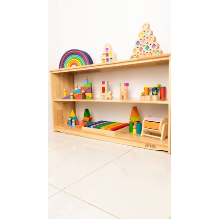 3 Tier Open-ended Toy Shelf -- Varnished Solid HardWood