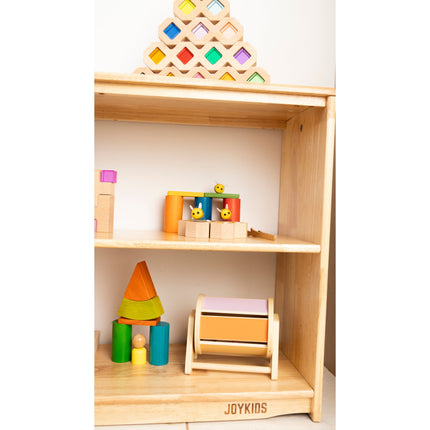 3 Tier Open-ended Toy Shelf -- Varnished Solid HardWood