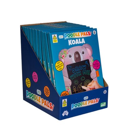 Display box with multiple Koala Doodle Pals featuring an LCD drawing tablet with a koala design for creative play