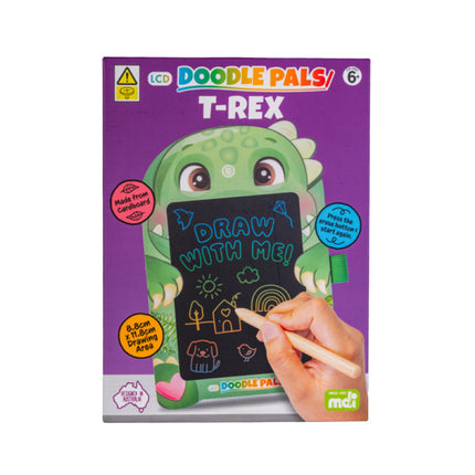 T-Rex Doodle Pals LCD drawing pad with dinosaur design, reusable screen, and included stylus for creative play.