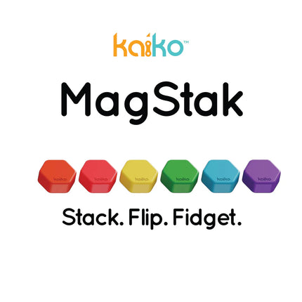 MagStak Hive - Smooth colorful hexagonal sensory fidget pieces designed for stacking and flipping play