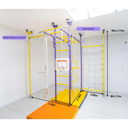 Monkey Bars Swedish Explorer Bundle - No Drill sensory playset with adjustable height and climbing features helping families thrive.