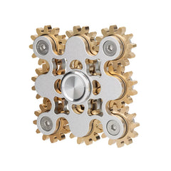 Nine Gear Linkage Finger Gyroscope Metal Fidget Spinner with gold gears designed to calm and support sensory needs.