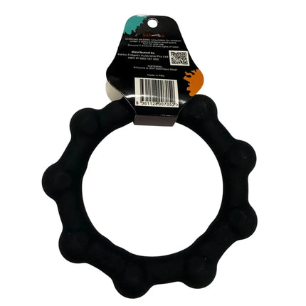 Black silicone sensory ring with bumps for tactile stimulation Octopop - Quiet. Wearable. Satisfying
