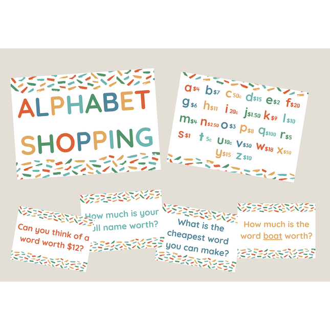 Alphabet Shopping - Open Ended Maths Activity! The Teacher Author