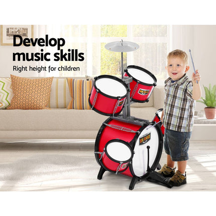 Keezi Kids 7 Drum Set Junior Drums Kit Musical Play Toys Childrens Mini Big Band Dropshipzone