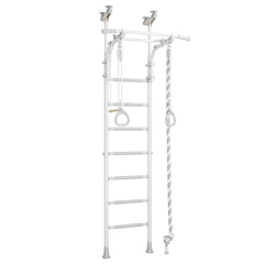 Sensory Swedish Climbing Frame - No Drill in white with rope and rings for indoor sensory play and motor skills development