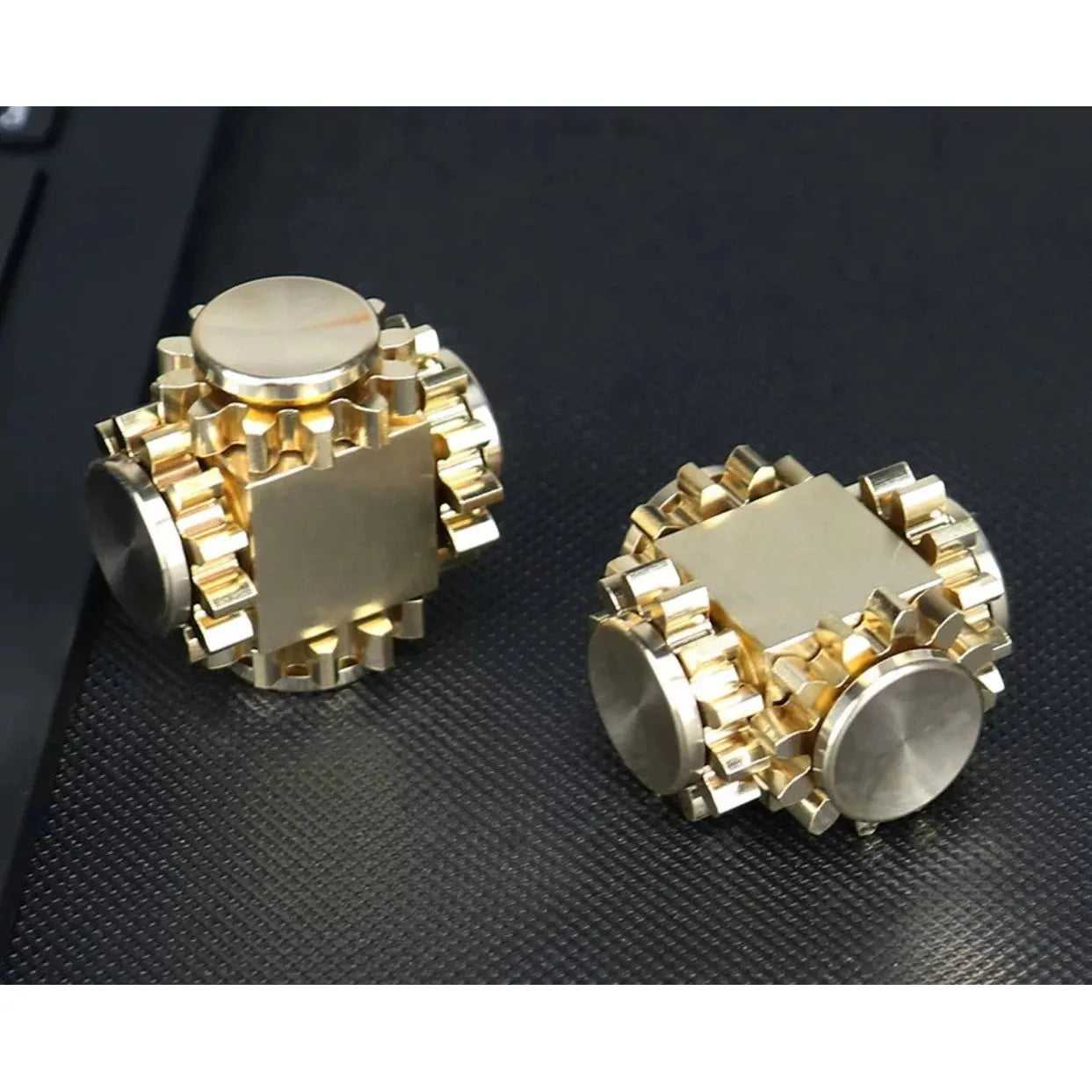 Pure Brass Cube Gear Fidget Spinner Linkage Metal Fidget - Sensory Circle