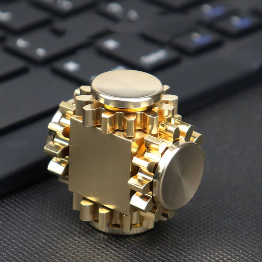 Pure Brass Cube Gear Fidget Spinner Linkage Metal Fidget