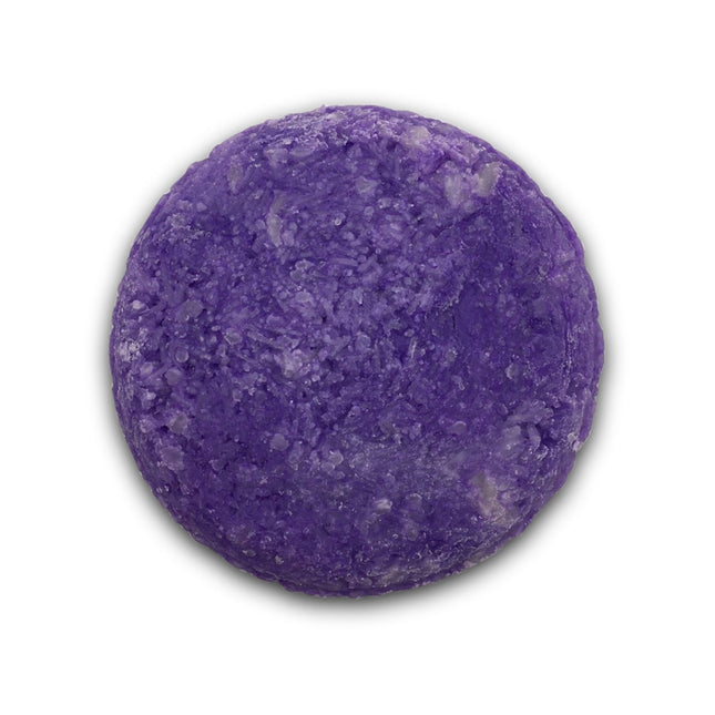 Purple People Eater Solid Shampoo Bar up to 80 Washes, round purple solid shampoo for sensory and wellbeing support.