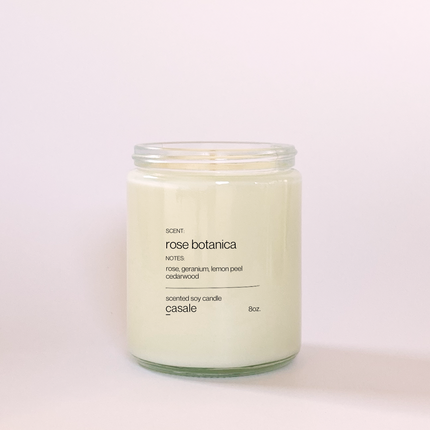 ROSE BOTANICA SINGLE WICKED SOY CANDLE (8oz / 226g) with calming floral scent for families to calm, connect and support
