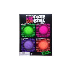 Schylling - Fuzz Ball Teenie (Multi-Pack) Nee Doh colorful sensory fidget balls in green, pink, purple, and orange packaging