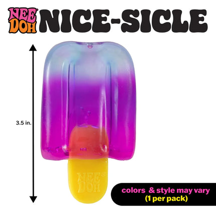 Schylling - Nice-sicle NeeDoh popsicle-shaped sensory squishy toy in purple pink and yellow