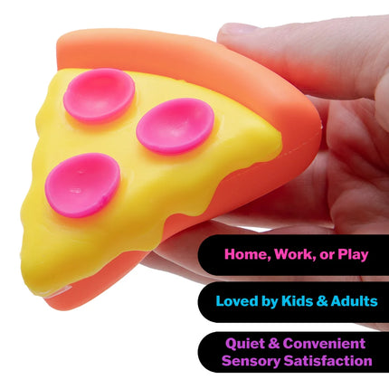 Schylling - Squeezza Pizza NeeDoh pizza slice squishy fidget toy held in hand