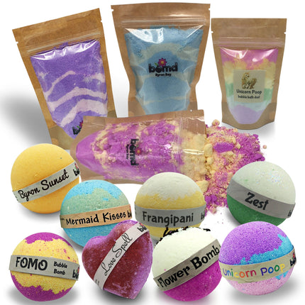 The Big Bubble Bath - Fizzy Dust and Bubble Bomb Set with colorful bath bombs and sensory fizz powders helping families thrive.