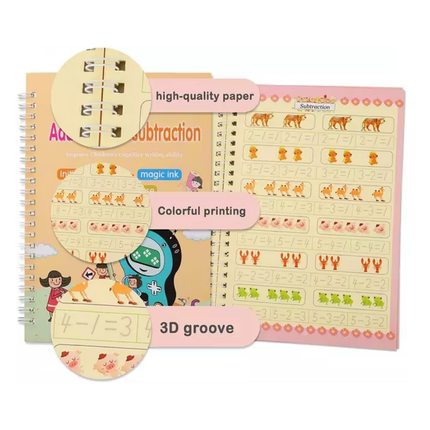 Tracing Book for Children - Enhanced Repeated Practice with Magic Faded Ink (Set of 4 books) Mini Planete