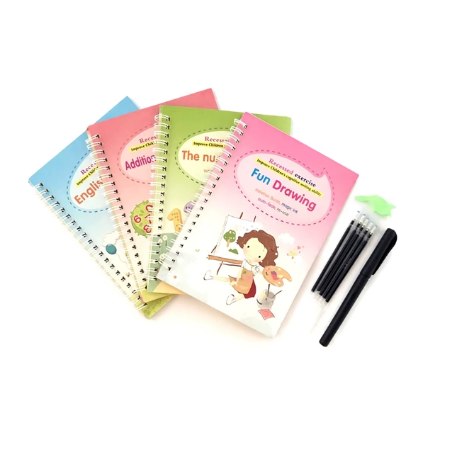 Tracing Book for Children - Enhanced Repeated Practice with Magic Faded Ink (Set of 4 books) Mini Planete