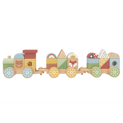 Wooden Stacking Blocks Train – Educational Montessori Toy for Toddlers