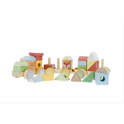 Wooden Stacking Blocks Train – Educational Montessori Toy for Toddlers