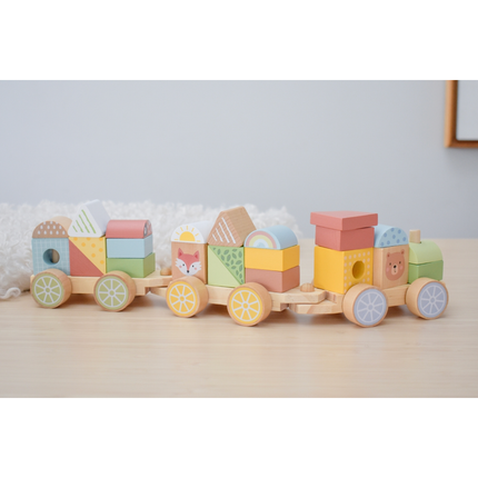Wooden Stacking Blocks Train – Educational Montessori Toy for Toddlers