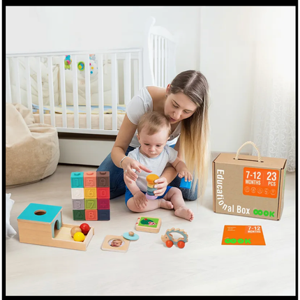 Wooden Montessori Educational Toy Box for Baby 7-12 Months
