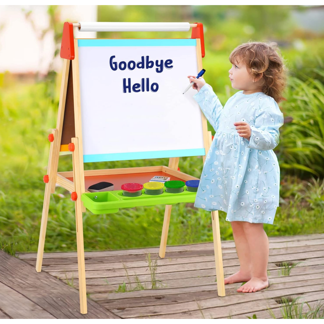 Wooden Kids' Art Easel 🎨 – 3-in-1 Art Station✨(Available only in Canberra)