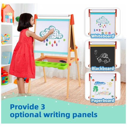 Wooden Kids' Art Easel 🎨 – 3-in-1 Art Station✨(Available only in Canberra)