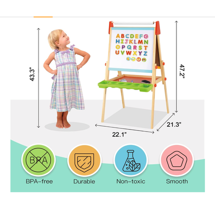 Wooden Kids' Art Easel 🎨 – 3-in-1 Art Station✨(Available only in Canberra)
