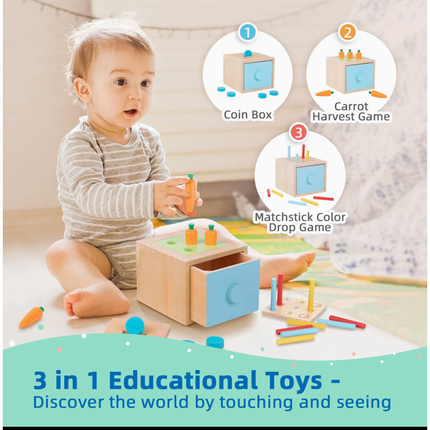 Wooden Montessori Educational Toy Box for Baby 13-18 Months