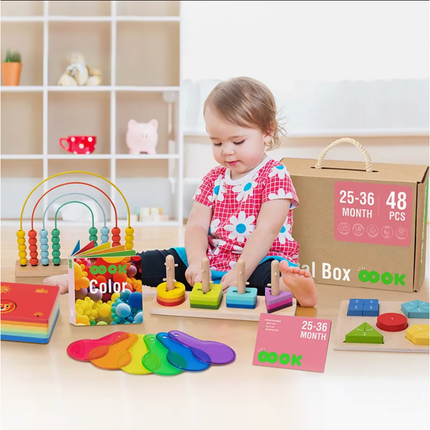 Wooden Montessori Educational Toy Box for Baby 25-36 Months